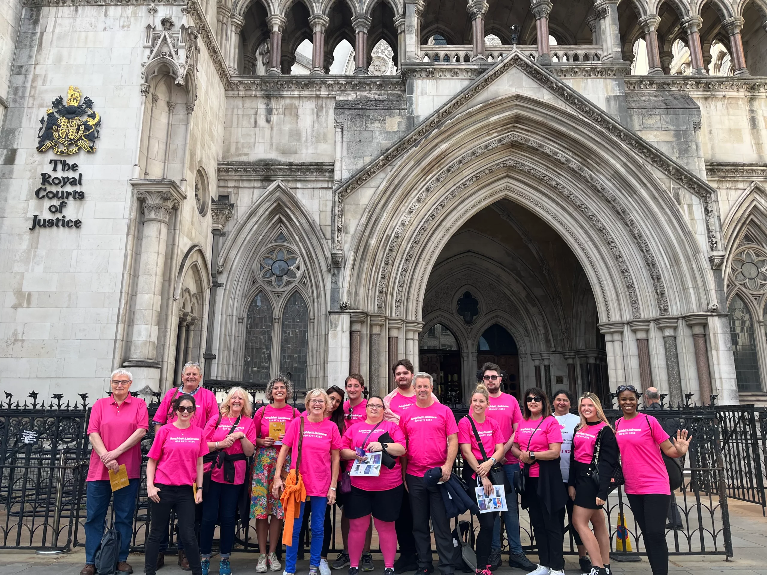 Team Amphlett Lissimore outside the Royal Courts of Justice during the London legal walk
